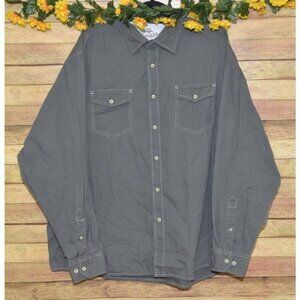 Wrangler Men's XXL Dark Gray Long Sleeve Thick Cotton Button Front Shirt Western